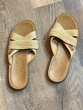Blowfish Braided Cross-Strap Slide Sandals in Natural